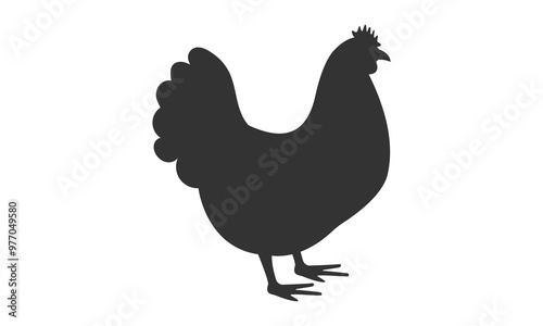 Chicken silhouette on white background. Vector illustration.