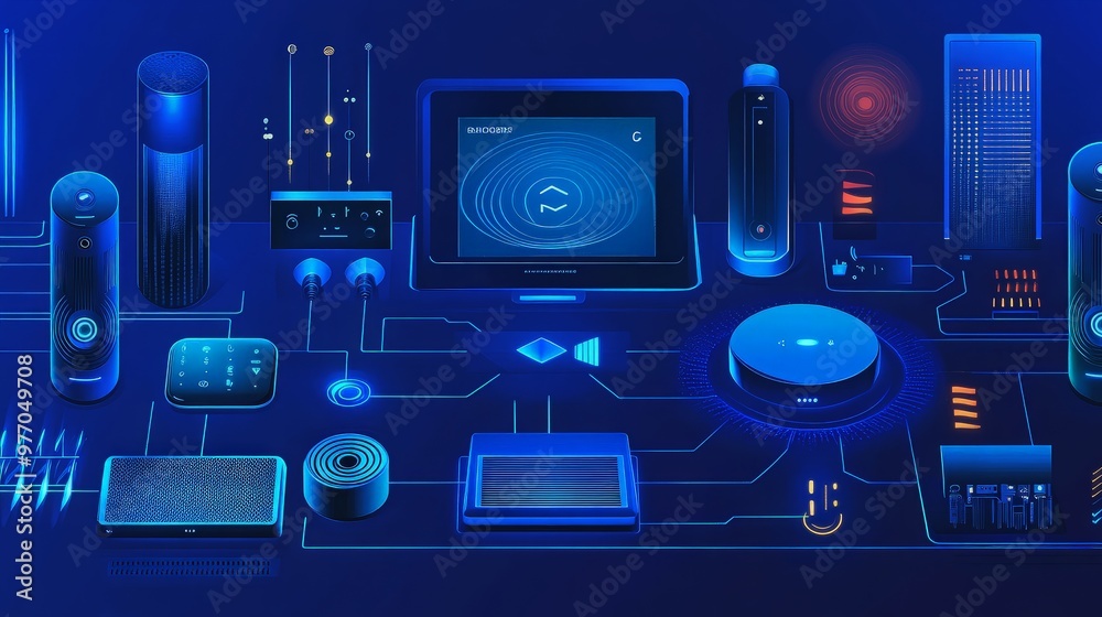 Smart Home Devices Connected by Technology