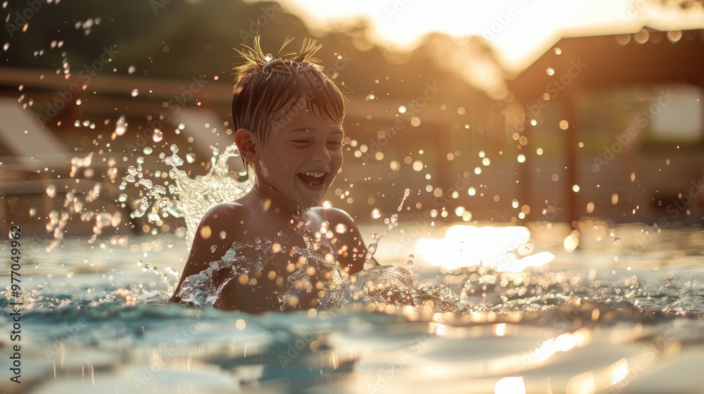 Kid splashing in the pool Kid splashing in the pool