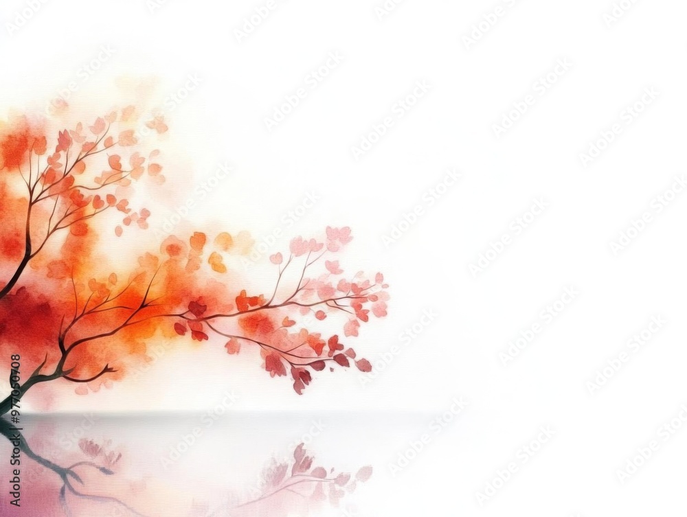 A serene abstract illustration of a branch with soft orange leaves, creating a tranquil and artistic atmosphere. A serene abstract illustration of a branch with soft orange leaves, creating a tranquil and artistic atmosphere.