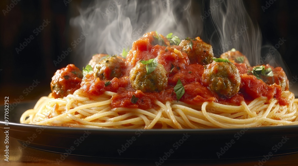 Fototapeta premium Spaghetti with Meatballs and Tomato Sauce