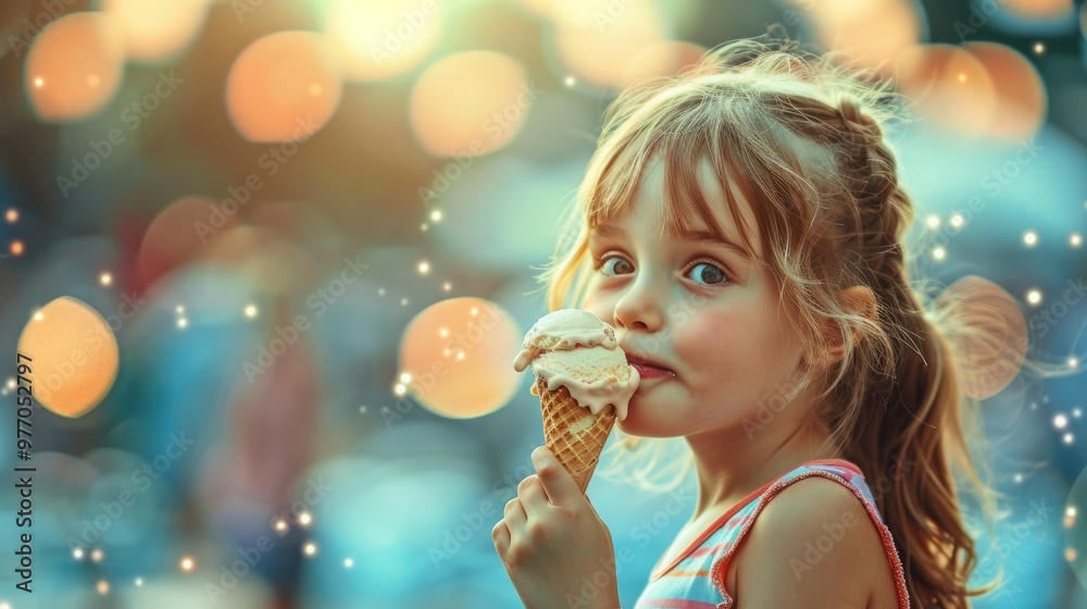 A girl eatting ice cream in summer A girl eatting ice cream in summer