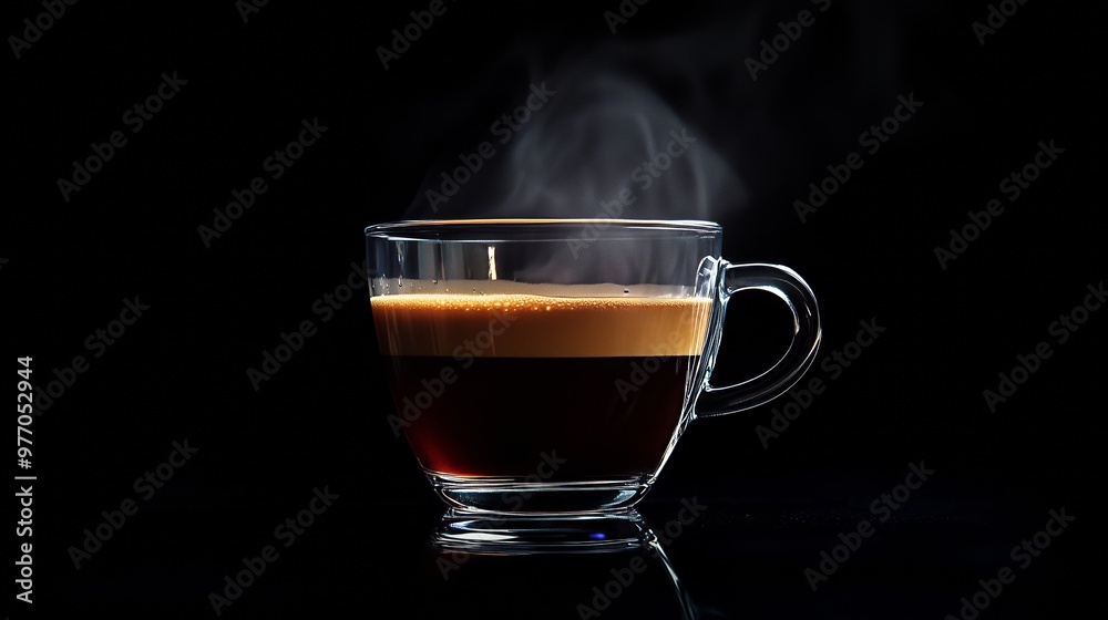 A steaming coffee cup against a black backdrop invites comfort and savoring the rich aroma.