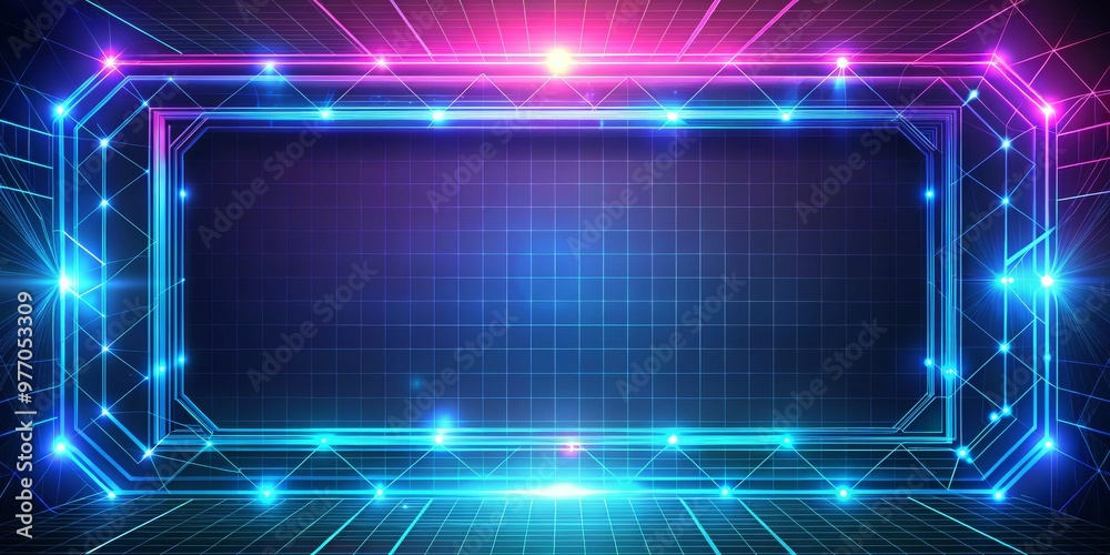 Neon Grid with Blue and Pink Lights, Digital art, Abstract Background, Grid, Neon Neon Grid with Blue and Pink Lights, Digital art, Abstract Background, Grid, Neon