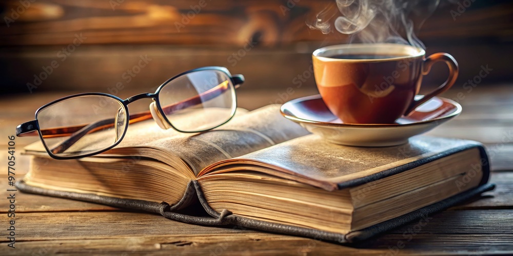 Warm Coffee and Open Book, Coffee Cup, Book, Steam, Glasses, coffee, reading Warm Coffee and Open Book, Coffee Cup, Book, Steam, Glasses, coffee, reading