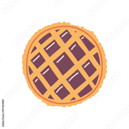 Autumn apple pie, cute hand drawn seasonal object. Vector illustration in flat style
