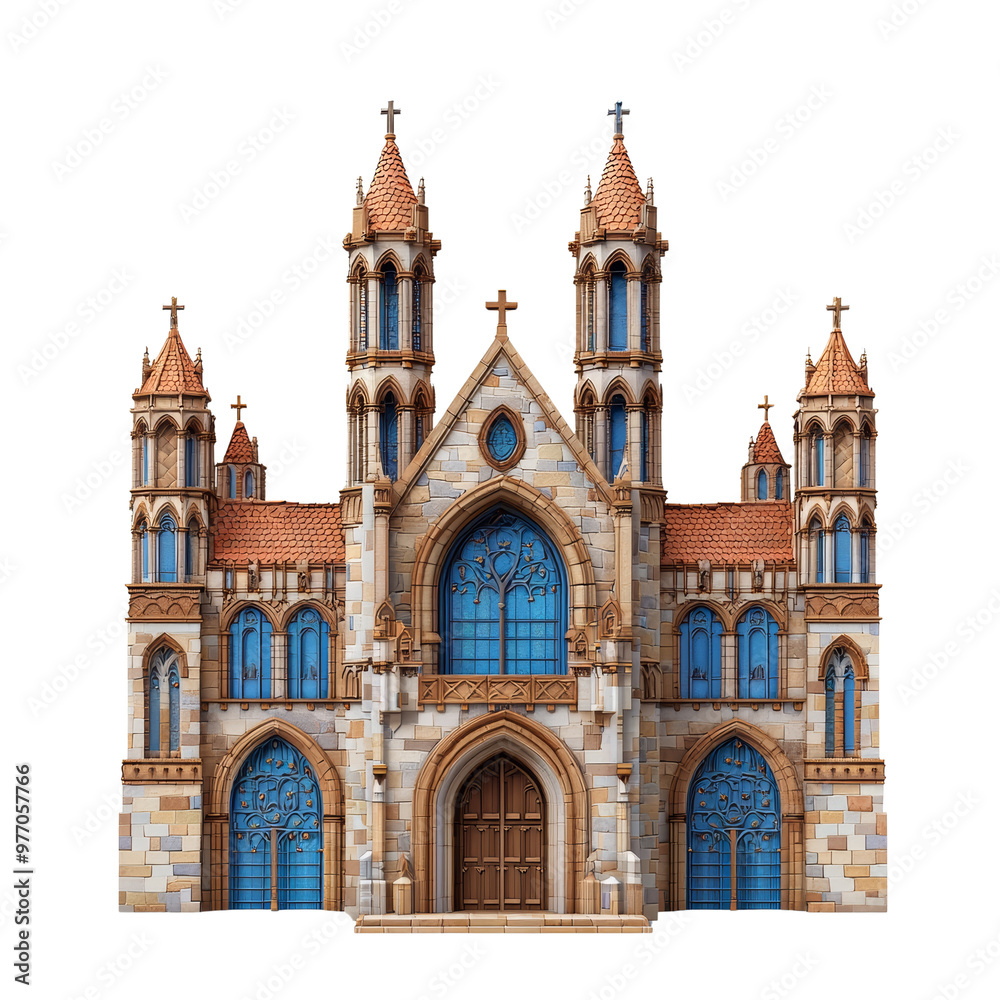 Fototapeta premium Illustration of a grand castle with towers and ornate architecture