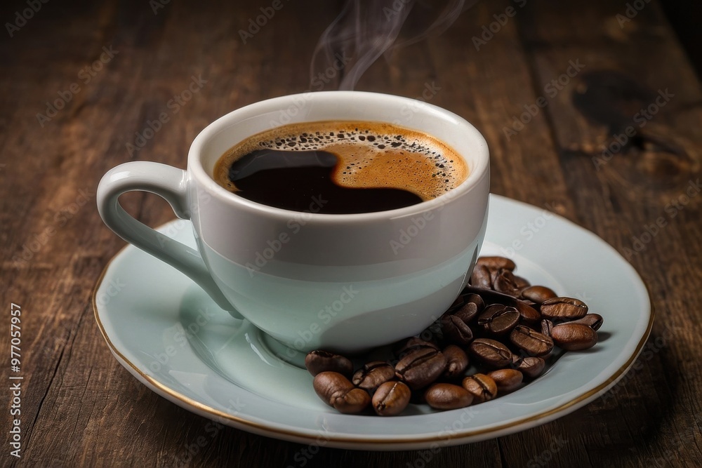 Fototapeta premium A cup of coffee on a plate
