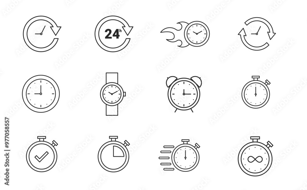 set of clocks time icons . vector set of clocks time icons . vector