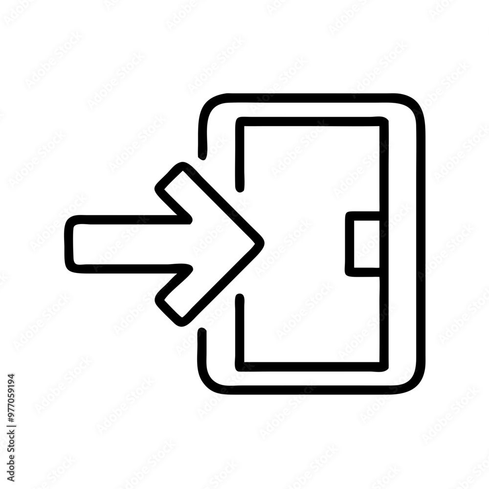 Vector icon of exit sign for navigation, minimalistic style, black and white Vector icon of exit sign for navigation, minimalistic style, black and white