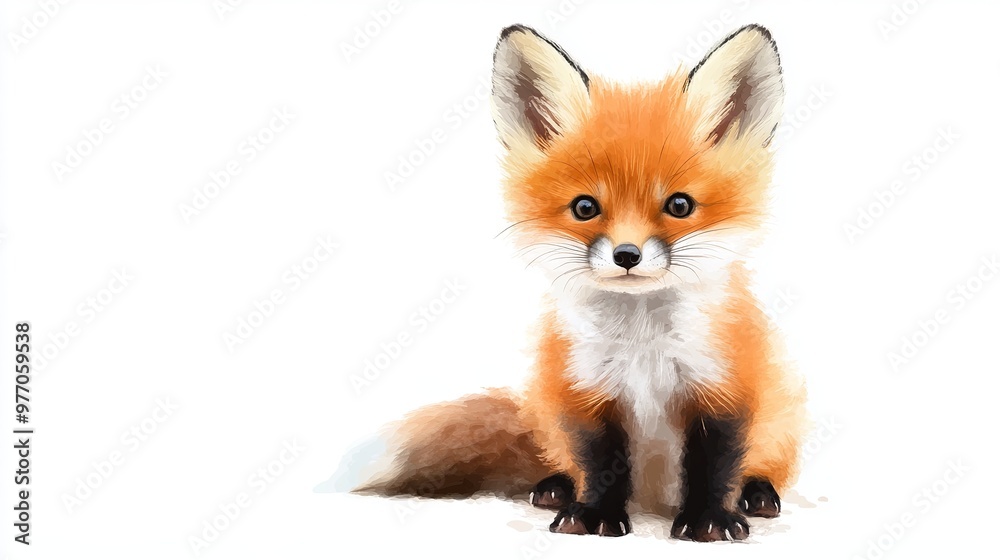 Cute baby fox illustration, isolated on white background. Cute baby fox illustration, isolated on white background.