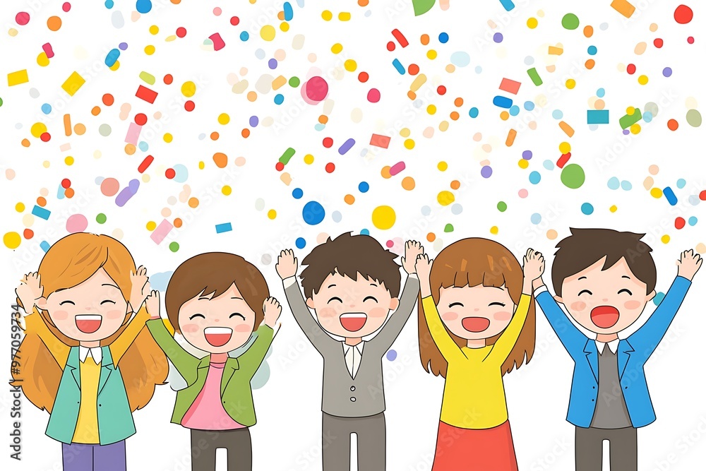 Fototapeta premium Cheerful Children Celebrating with Confetti.