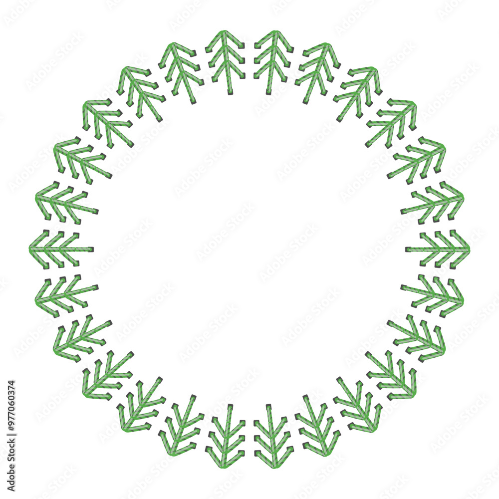 Green Christmas Pine Branch Wreath Embroidery Frame Green Christmas Pine Branch Wreath Embroidery Frame