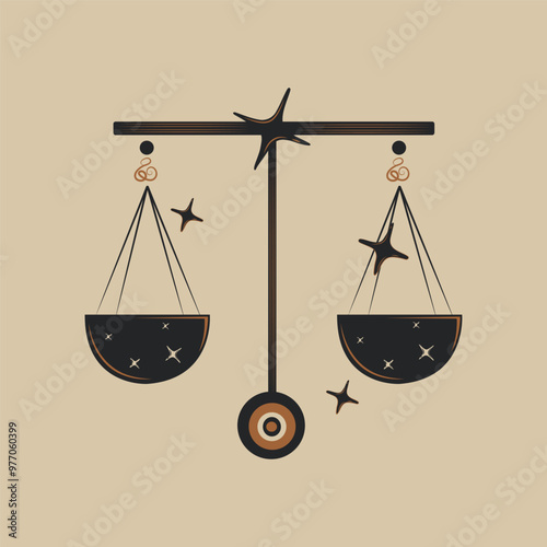 Libra zodiac sign. Horoscope. Modern magic Astrological symbol