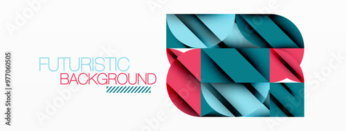 Circle, square and flower petal geometric background. Round shapes composition for wallpaper, banner, background or landing