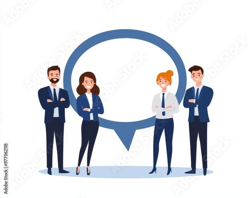 Employer-sponsored health benefits, team presentation, flat design illustration