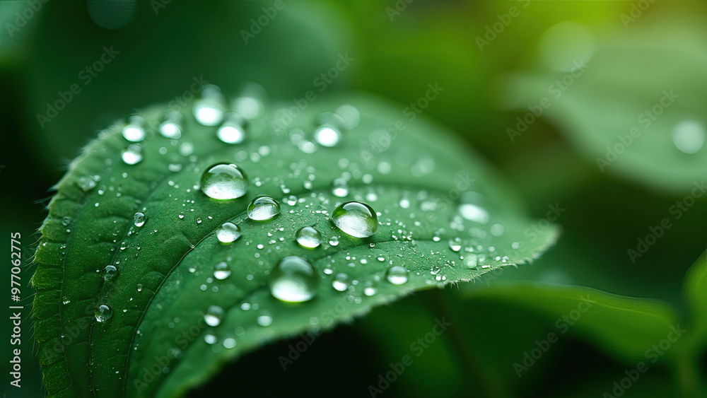 close up water droplets on vibrant green leaf nature background dew drops freshness morning concept close up water droplets on vibrant green leaf nature background dew drops freshness morning concept