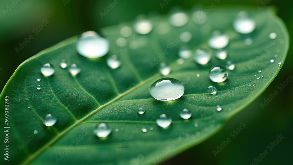 close up water droplets on vibrant green leaf detail natural beauty fresh concept background close up water droplets on vibrant green leaf detail natural beauty fresh concept background