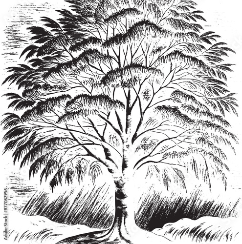 black and white illustration