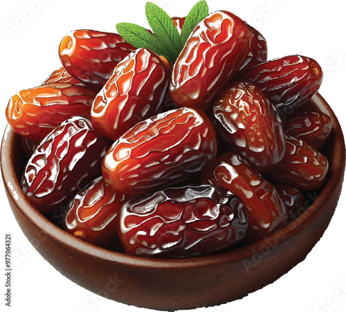 Dried date fruit isolated vector 