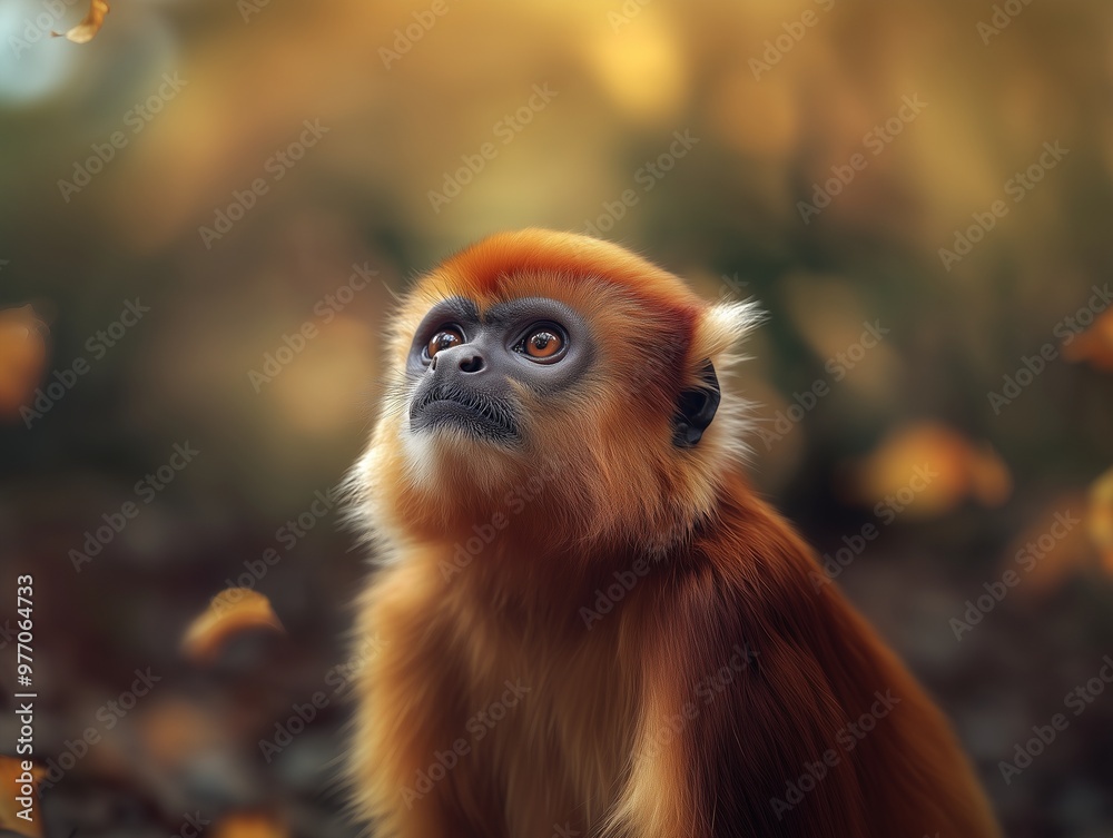 Fototapeta premium Primate Close Up, Javan Langur, Ebony Leaf Monkey Portrait