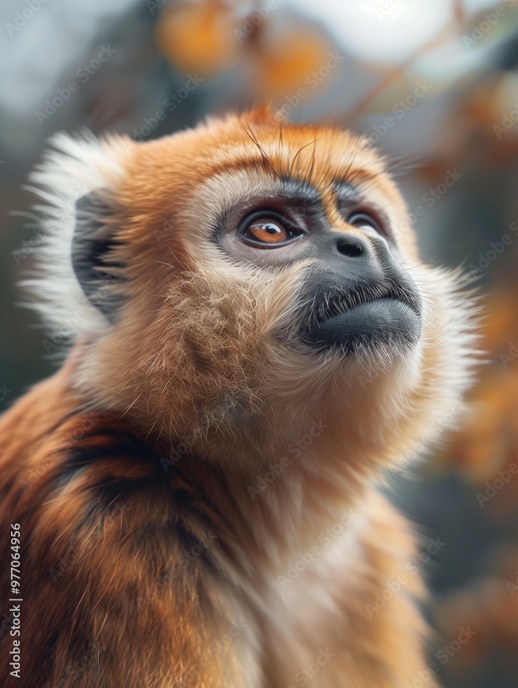 Wild Golden Snub nosed Monkey, Close up Primate, Majestic Wildlife in Nature