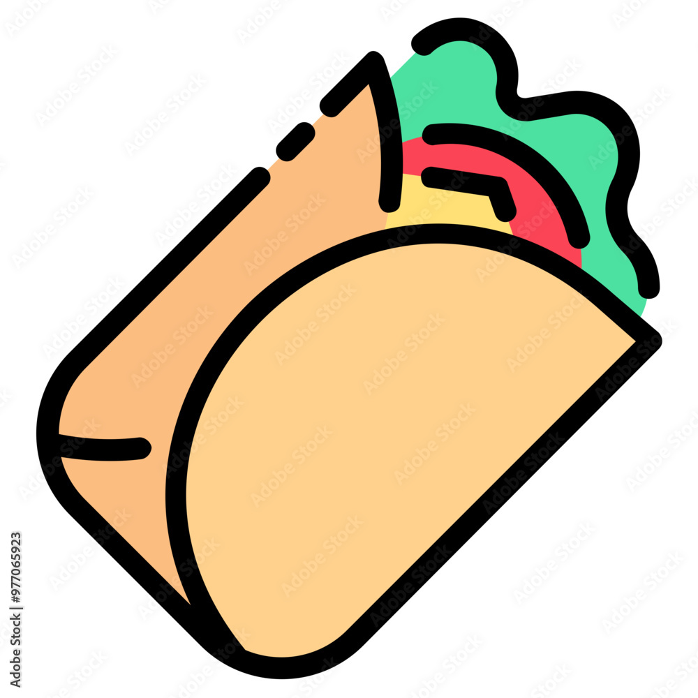 burrito filled outline vector icon burrito filled outline vector icon