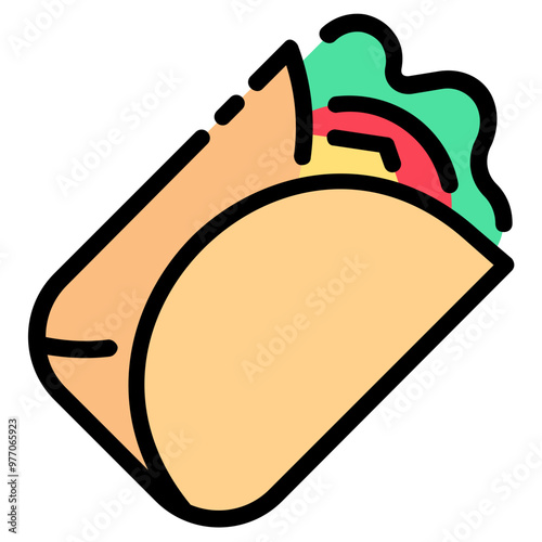 burrito filled outline vector icon