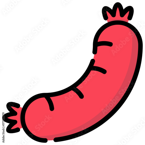 sausage filled outline vector icon