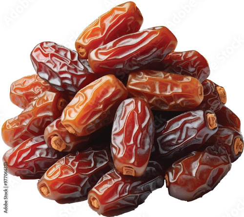 Dried date fruit isolated vector 