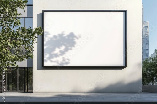 ad blank white billboard on a modern wall 