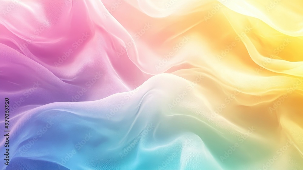 Colorful Abstract Background with Soft Gradient Pastel Shades of Pink, Yellow, and Blue Flowing Fabric Texture Colorful Abstract Background with Soft Gradient Pastel Shades of Pink, Yellow, and Blue Flowing Fabric Texture