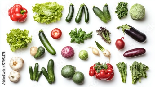 fresh vegetables on white background 