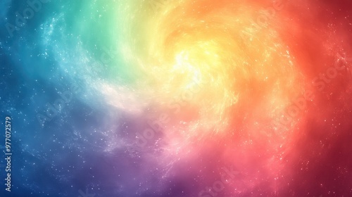 Colorful Abstract Galaxy with Swirling Rainbow Nebula and Stars in Deep Space