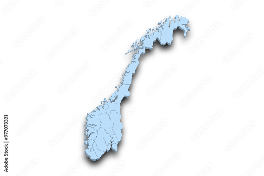 3d Map of Norway country with counties, City and color. Norway map, Norge, noreg, No 3d Map of Norway country with counties, City and color. Norway map, Norge, noreg, No