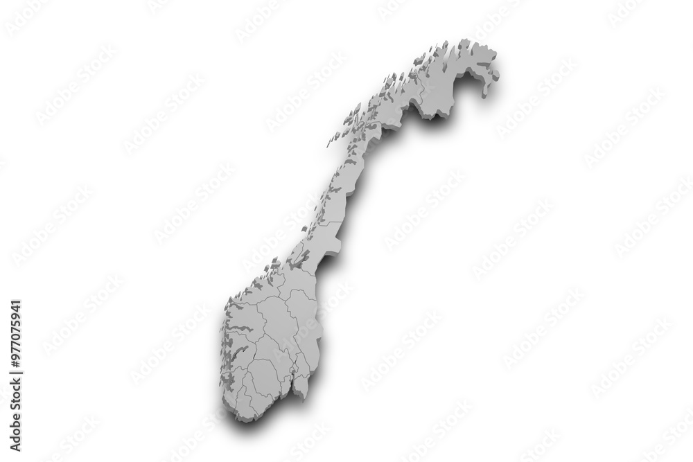 3d Map of Norway country with counties, City and color. Norway map, Norge, noreg, No 3d Map of Norway country with counties, City and color. Norway map, Norge, noreg, No