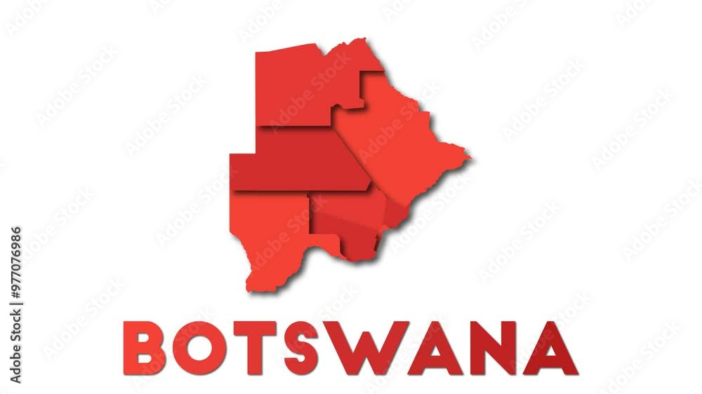 Botswana map showing regions. Animated country map with title. 4K resolution animation. Botswana map showing regions. Animated country map with title. 4K resolution animation.