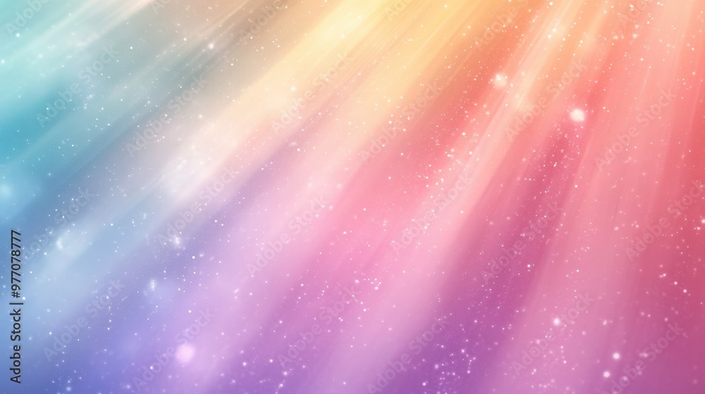 Abstract Colorful Background with Light Rays and Sparkles in Pastel Rainbow Gradient Abstract Colorful Background with Light Rays and Sparkles in Pastel Rainbow Gradient