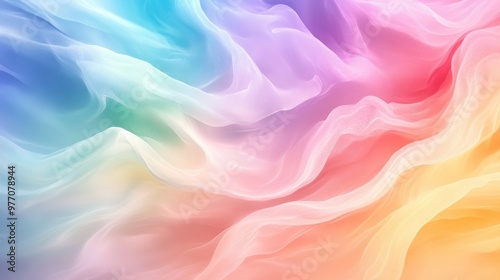 Abstract Colorful Flowing Fabric Background with Soft Pastel Hues and Gradient Waves