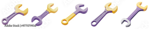 Toy Wrenches Collection, Designed For Imaginative Play And Learning In Children'S Environments, Isolated On Transparent Png Background. Generative Ai 