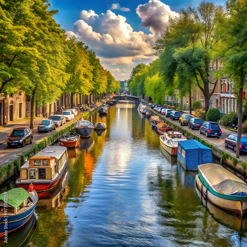 canal with boats photo