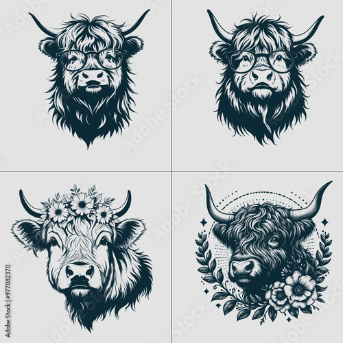 Cow With Flowers Svg, Cow Head Svg, cows svg, highland cow svg, Cow With Flowers Png, Cow Flowers, Cow With Initials Svg, cow with dais