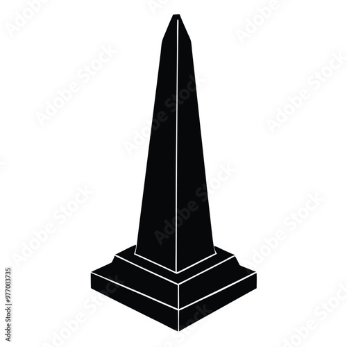a Obelisk icon, vector silhouette illustration, isolated white background 
