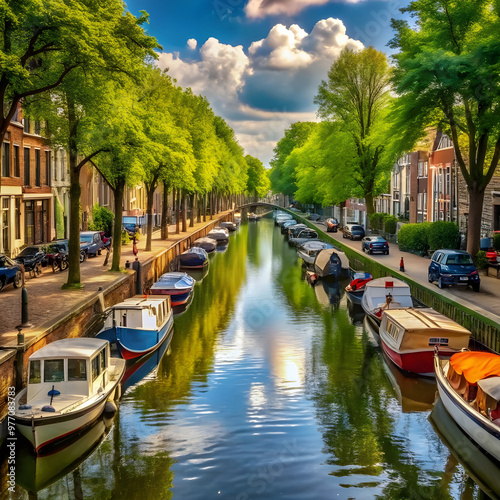 canal with boats photo