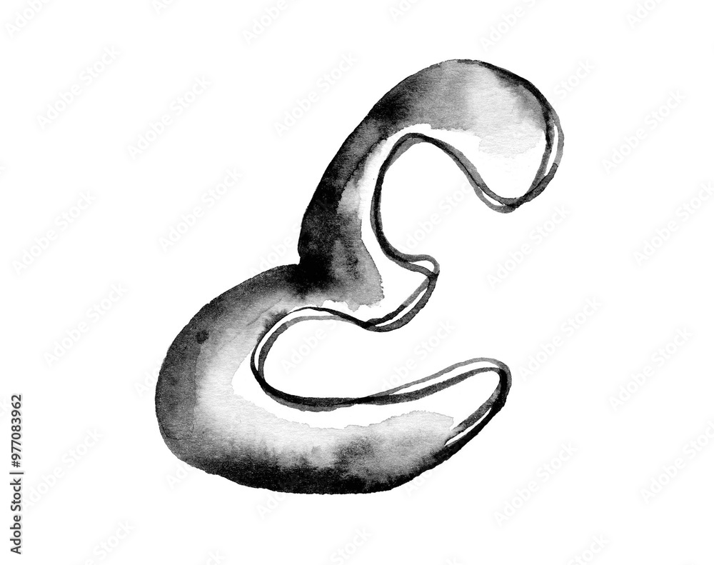 Handcrafted watercolor letter 'E' in black and white with smooth gradients and organic shapes. Perfect for typography, branding, or artistic design projects. Handcrafted watercolor letter 'E' in black and white with smooth gradients and organic shapes. Perfect for typography, branding, or artistic design projects.