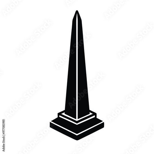 a Obelisk icon, vector silhouette illustration, isolated white background 