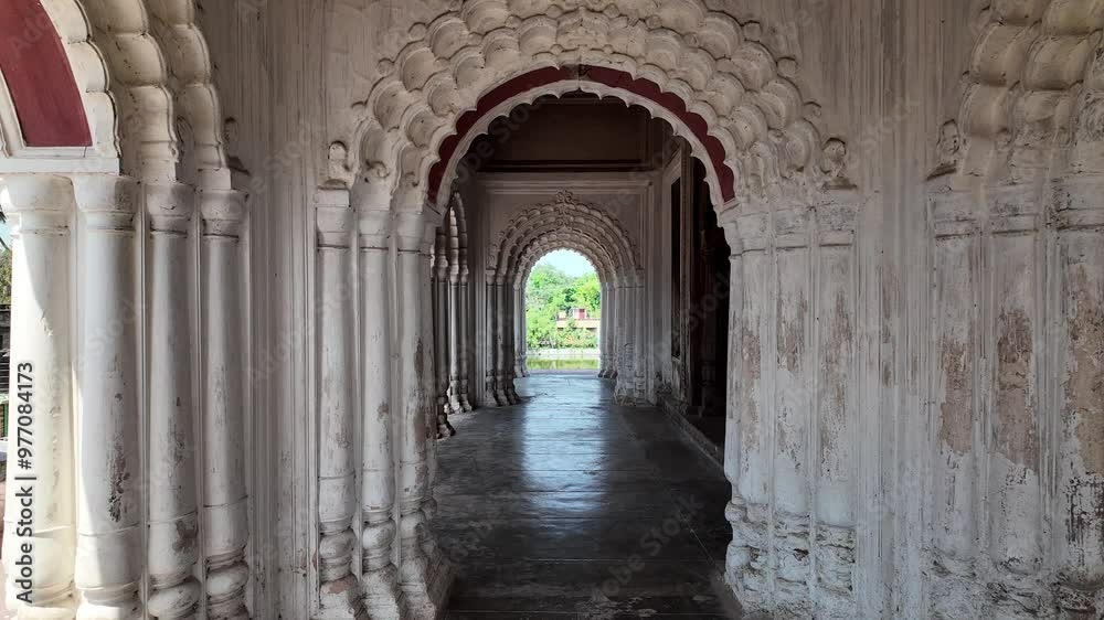 The Roth temple and Shiva Temple over the Shiv Sagar lake, Puthia, Bangladesh