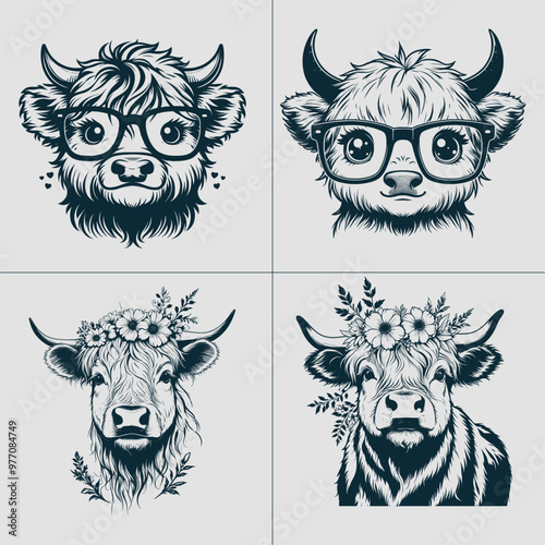 Cow With Flowers Svg, Cow Head Svg, cows svg, highland cow svg, Cow With Flowers Png, Cow Flowers, Cow With Initials Svg, cow with dais