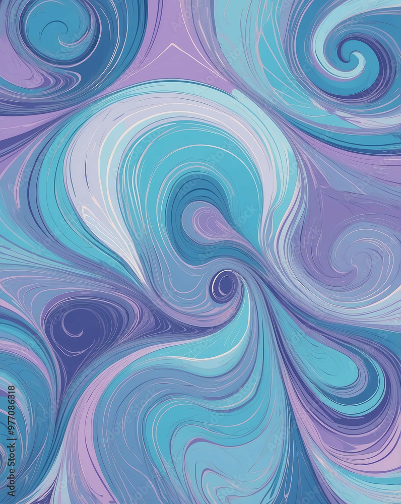 Obraz premium Blue to purple pastel geometric swirl design