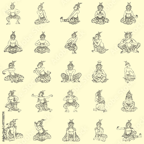 Set No 2 for 25 ancient Thai yoga stretching poses